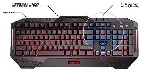 Buy Asus Cerberus LED Backlit Red / Blue USB Gaming Keyboard